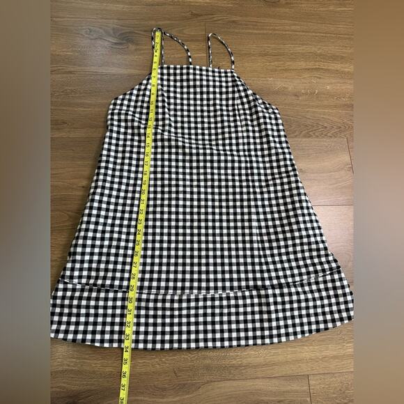 By Anthropologie Black and White Gingham Apron-Style Mini Dress Size Large - Picture 10 of 10